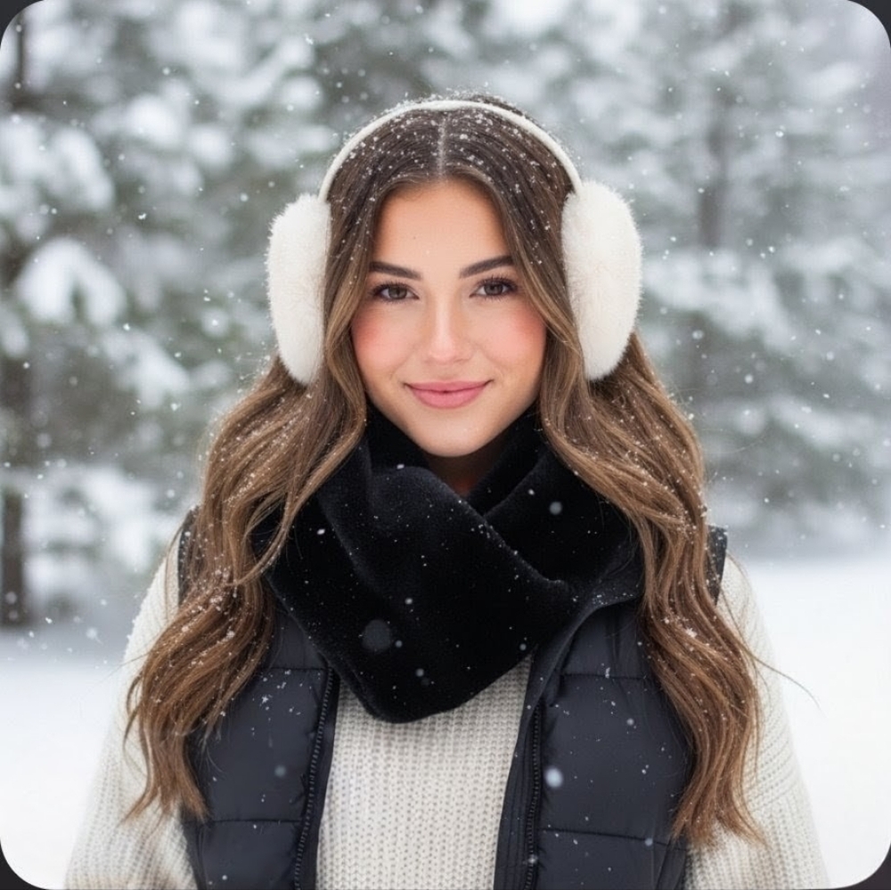 H&M Black Faux Fur Infinity Scarf Luxurious Like New Rare